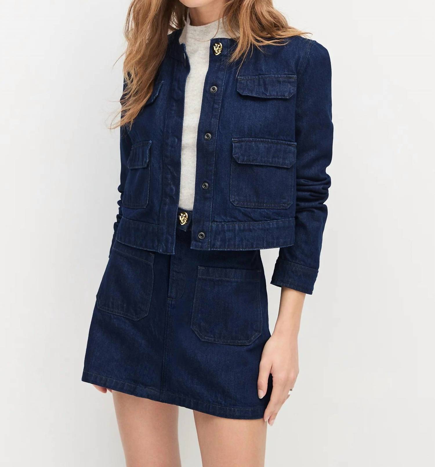 Favorite Daughter The Denim Emily Jacket in stout - women's jacket - detail view