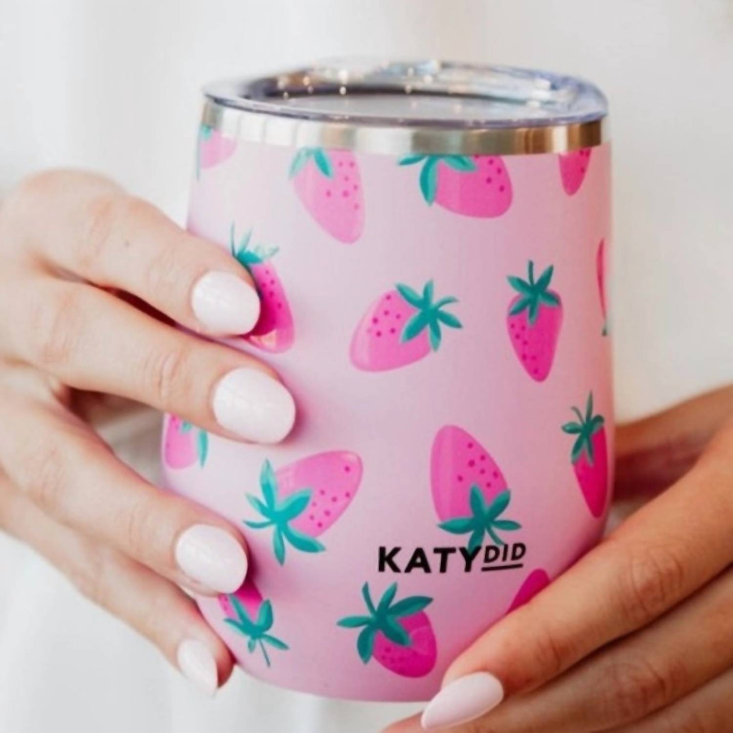 Katydid - Subtle Strawberry Insulated Stainless Steel Wine Tumbler
