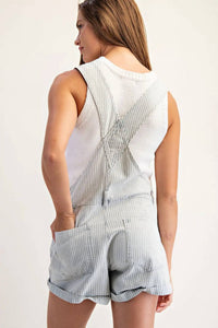 Ee:Some - Striped Short Overalls