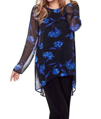 Compli K Woven Long Sleeve Tunic in black blue - women's shirt - detail view