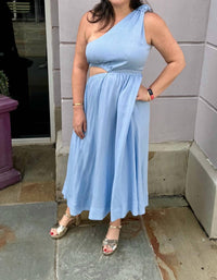 Entro - Solid One-Shoulder Midi Dress