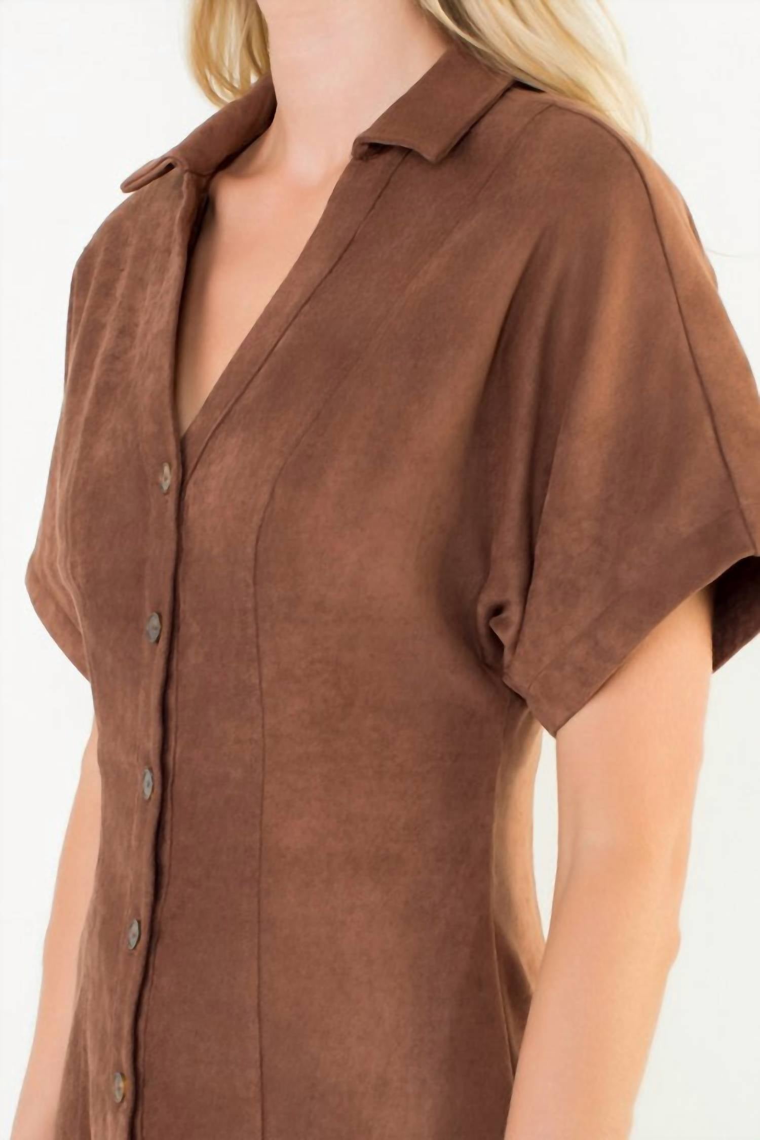 THML Wilkes Midi Dress in brown - women's dress - view 4