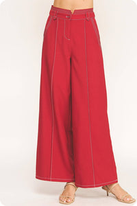 Strut & Bolt - Top Stitch Detail Wide Leg Trousers