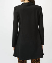 Joseph Ribkoff Notched Collar Fit And Flare Coat in black - women's jacket - detail view
