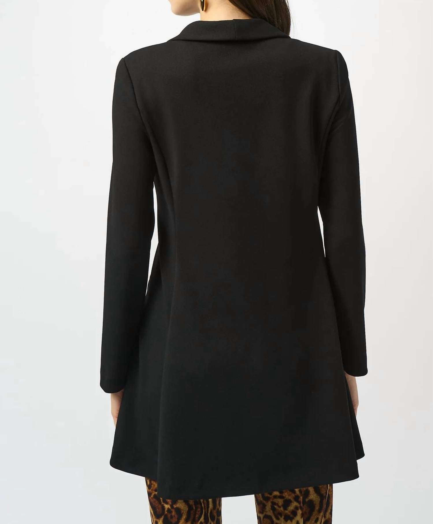 Joseph Ribkoff Notched Collar Fit And Flare Coat in black - women's jacket - detail view