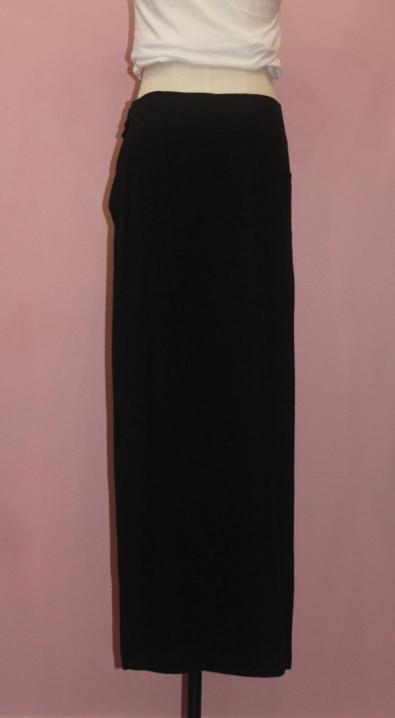 GREYLIN Women's Vicki Front Slit Midi Skirt in black - women's skirt - detail view