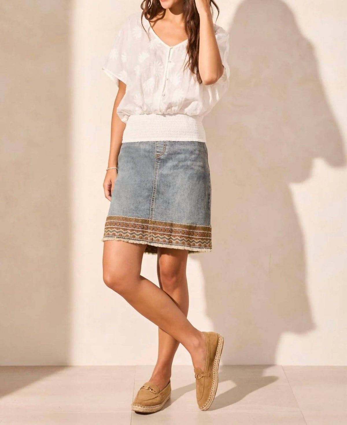 Tribal - Popover Button Front Blouse