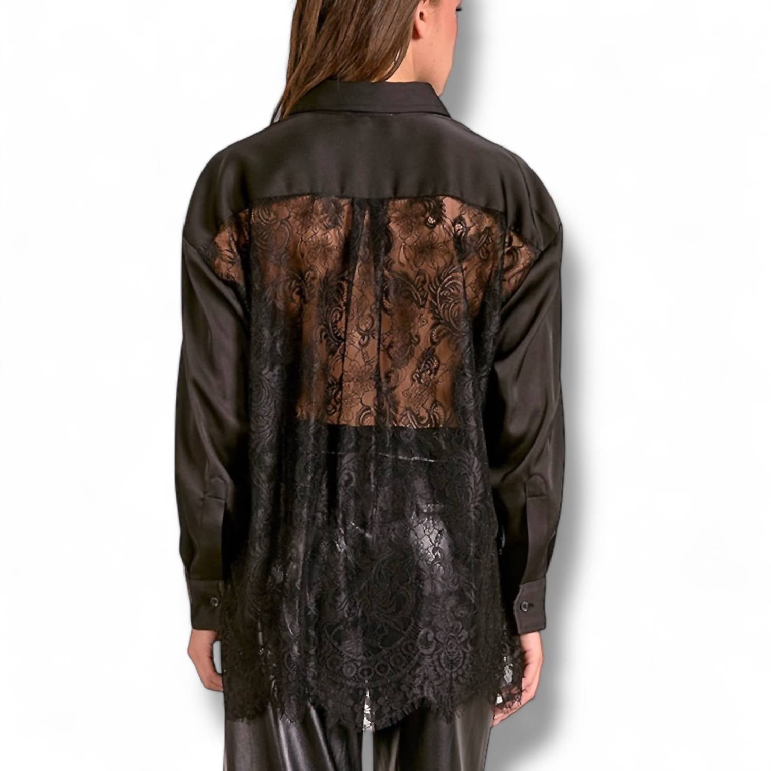 Elan - Button Down Shirt With Lace Back