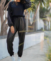 Strut & Bolt - Sequin Jogger Pants With Satin Contrast