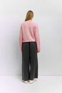 MOD REF Tiffany Cardigan in heathered pink - women's cardigan - alternate view