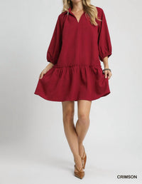 Umgee - V-neck Tiered Mini Dress