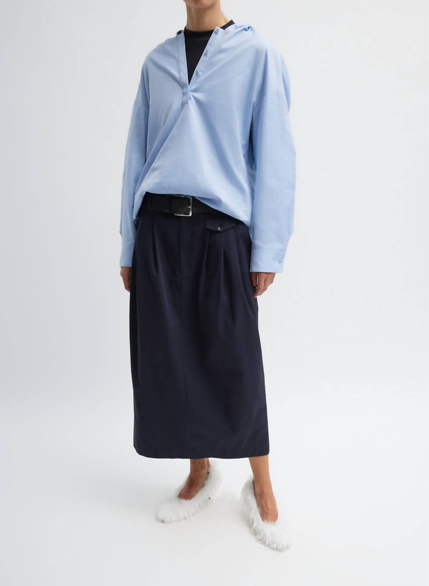 Tibi - Bio Twill Triple Pleat Midi Skirt