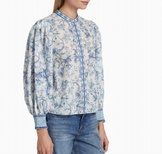 Alice + Olivia - April Pleated Blouson Sleeve Top