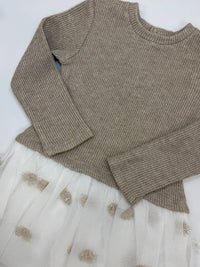 Emc - Kid's Waffle Knit Tulle Dots Dress