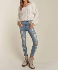 Adora - Popcorn Fuzzy Sweater Crop Top