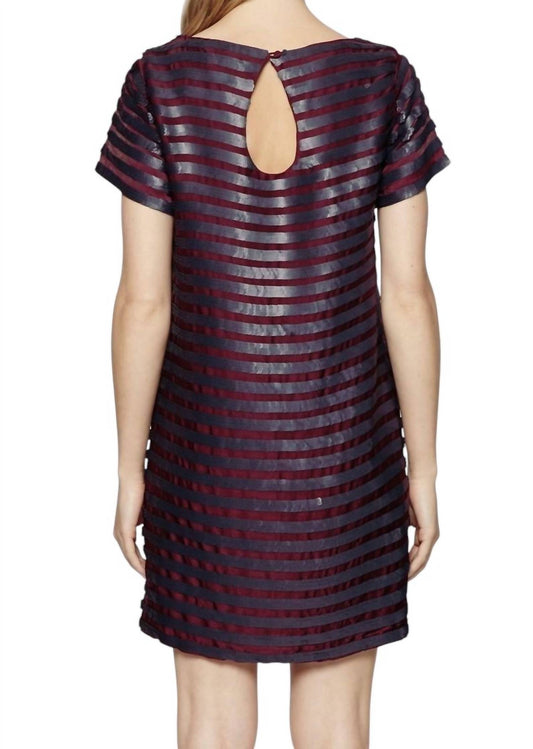 French Connection - Sequin Striped Shift Cocktail Dress