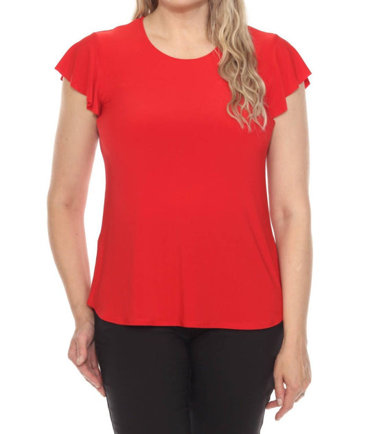 Joseph Ribkoff - Short Flutter Sleeve Round Neck Top