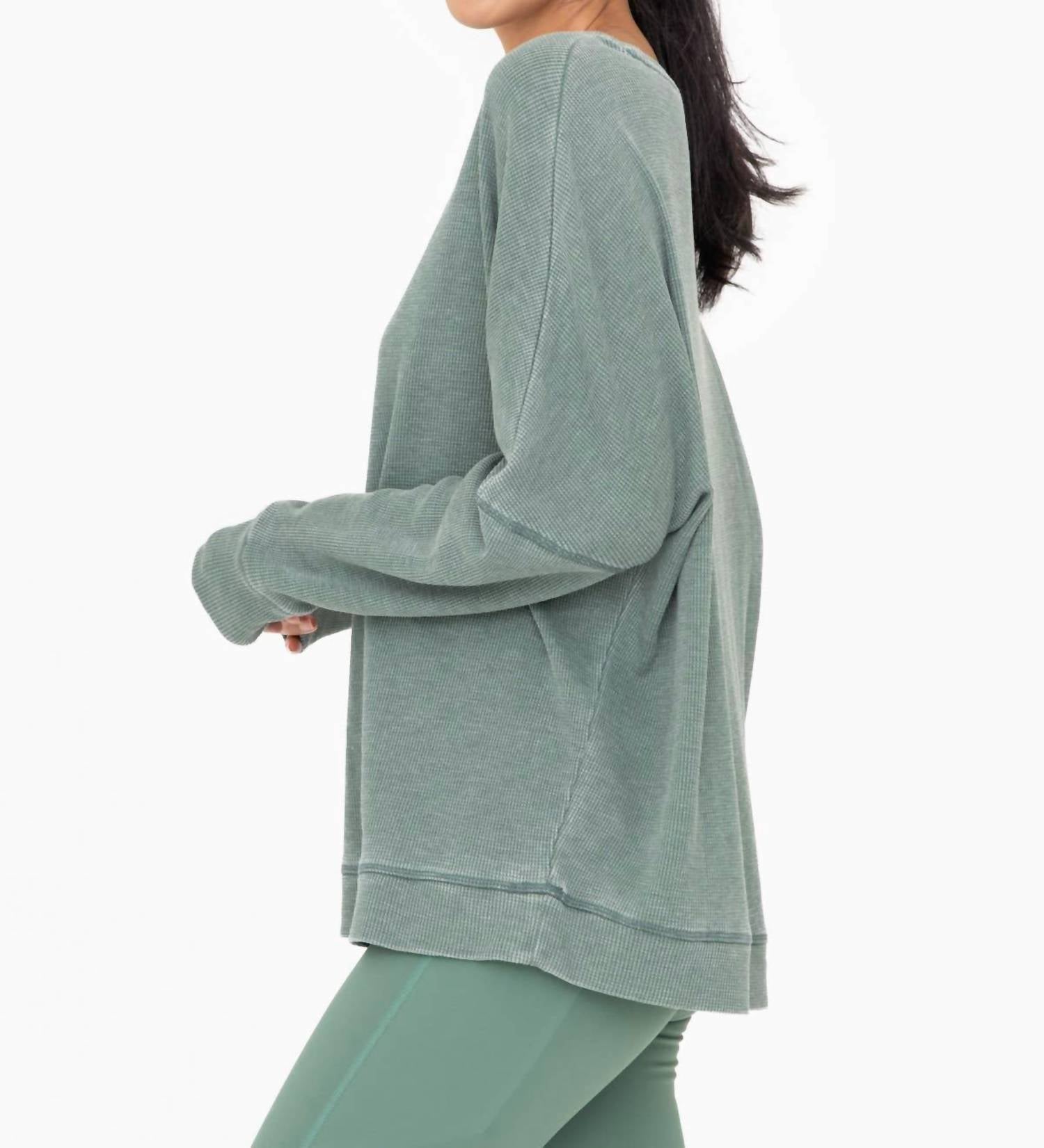 Mono B - Waffle Ribbed Round Neck Pullover