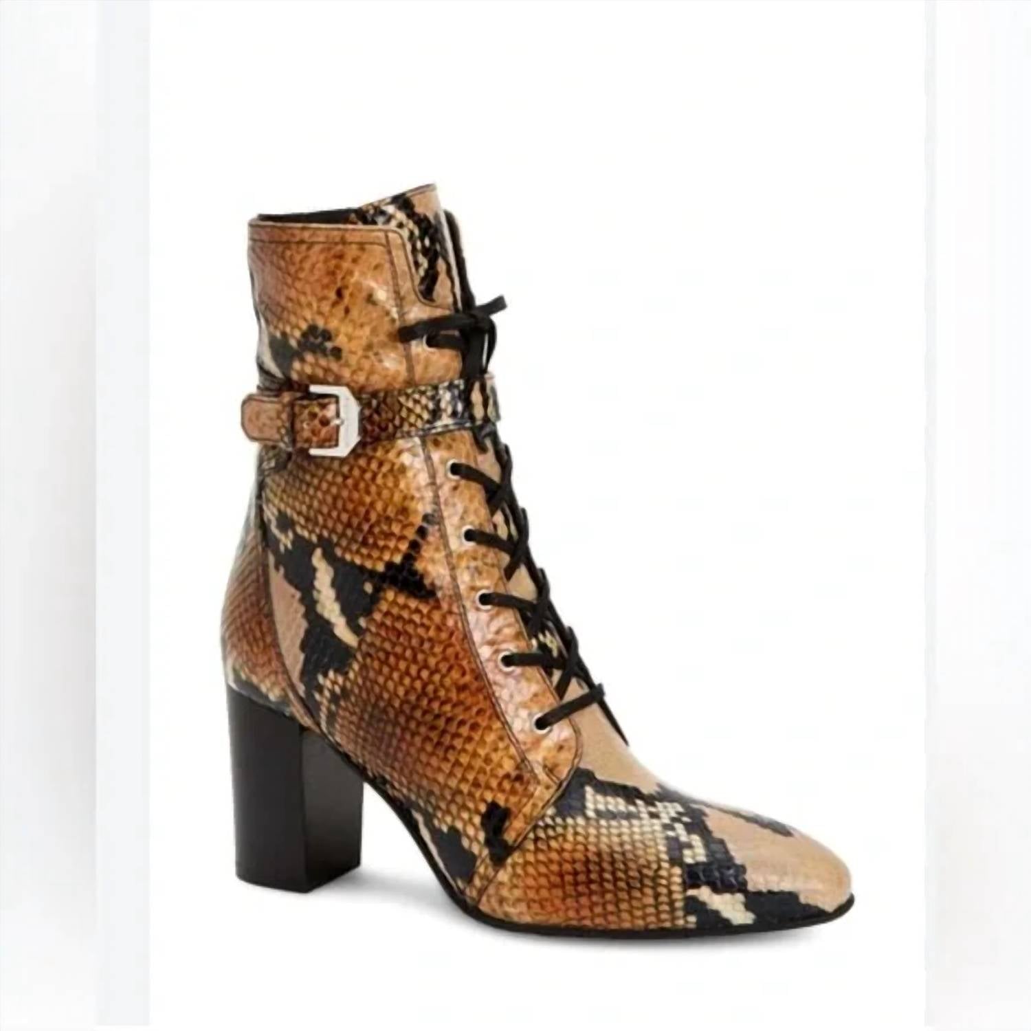 Aquatalia - Women's Fawn Leather Snakeskin Lace Up Boots