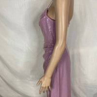 HALSTON HERITAGE Women’s Mona Shimmer Ruched Midi Dress in purple - women's dress - view 4