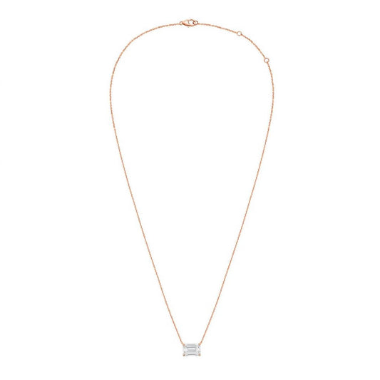 Diana M Jewels - Women's Diamond Solitaire Emerald Cut Pendant