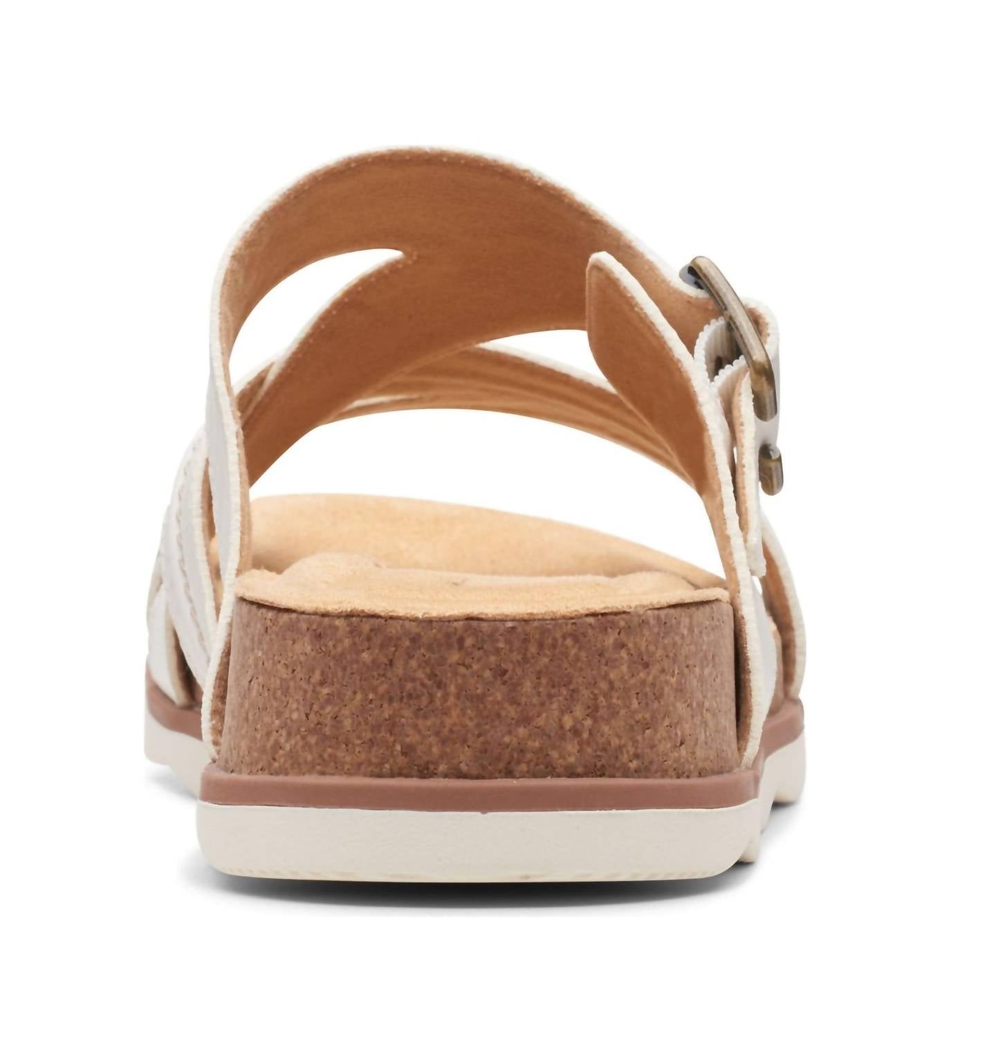 Clarks Women's Brynn Hope Flat Sandal in white leather - women's sandal - view 5