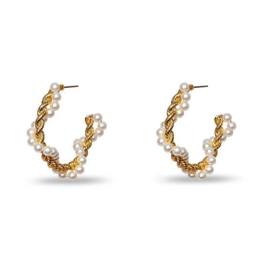 Lele Sadoughi - Women's Pearl Rope Twist Hoop Earrings