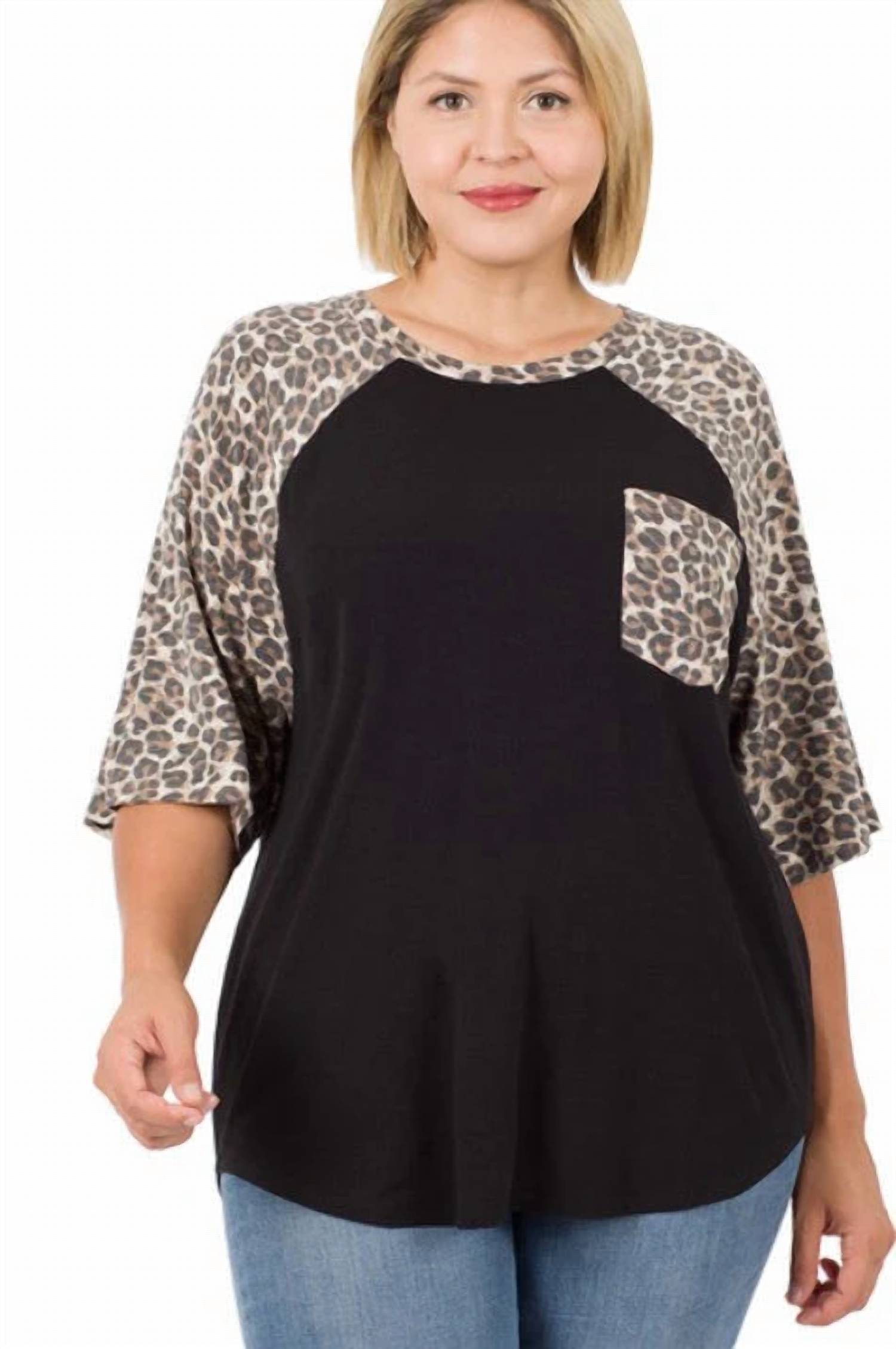 Zenana - Raegan Leopard Print Pocketed Top