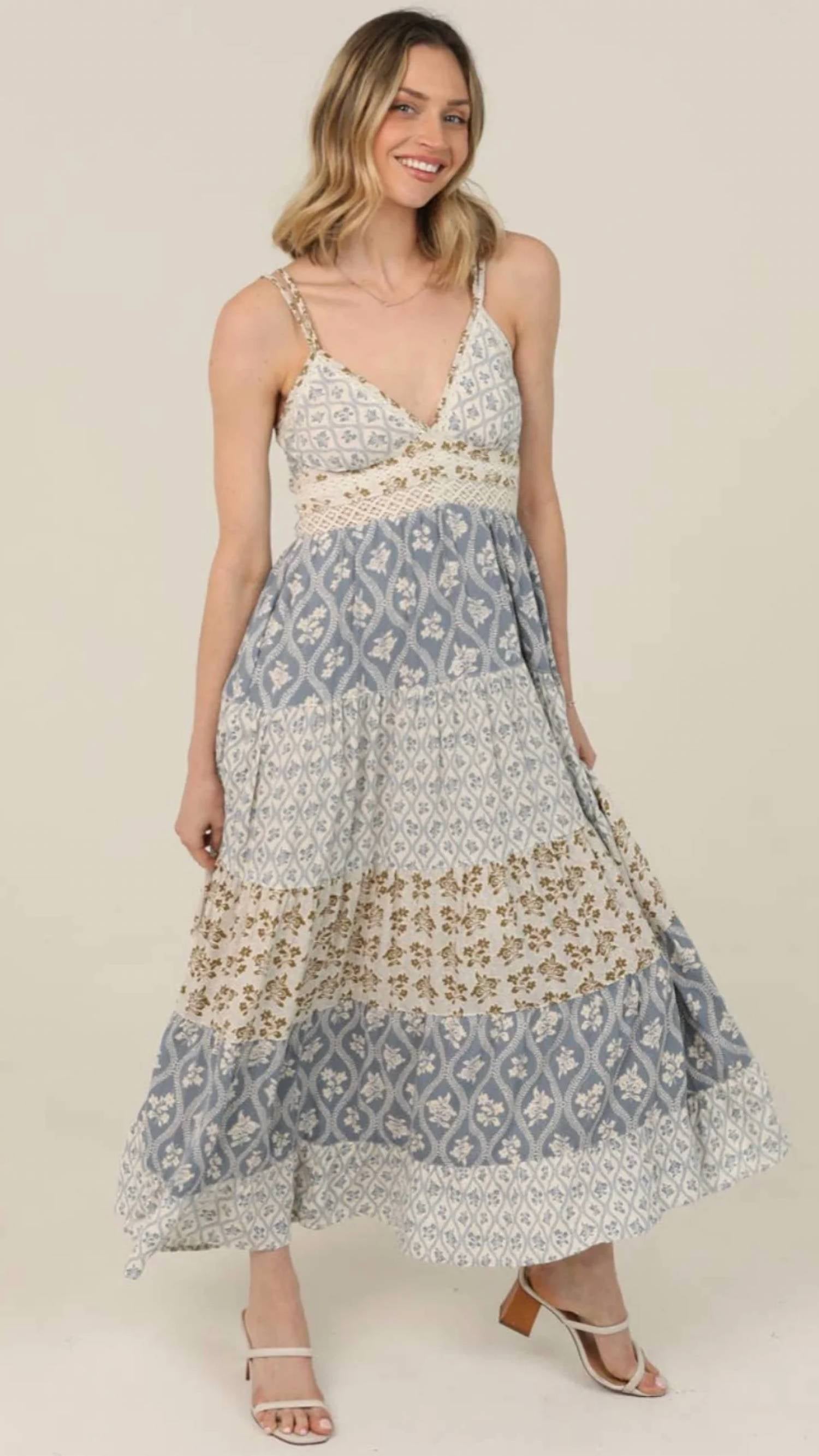 Angie - Lace Trim Maxi Dress