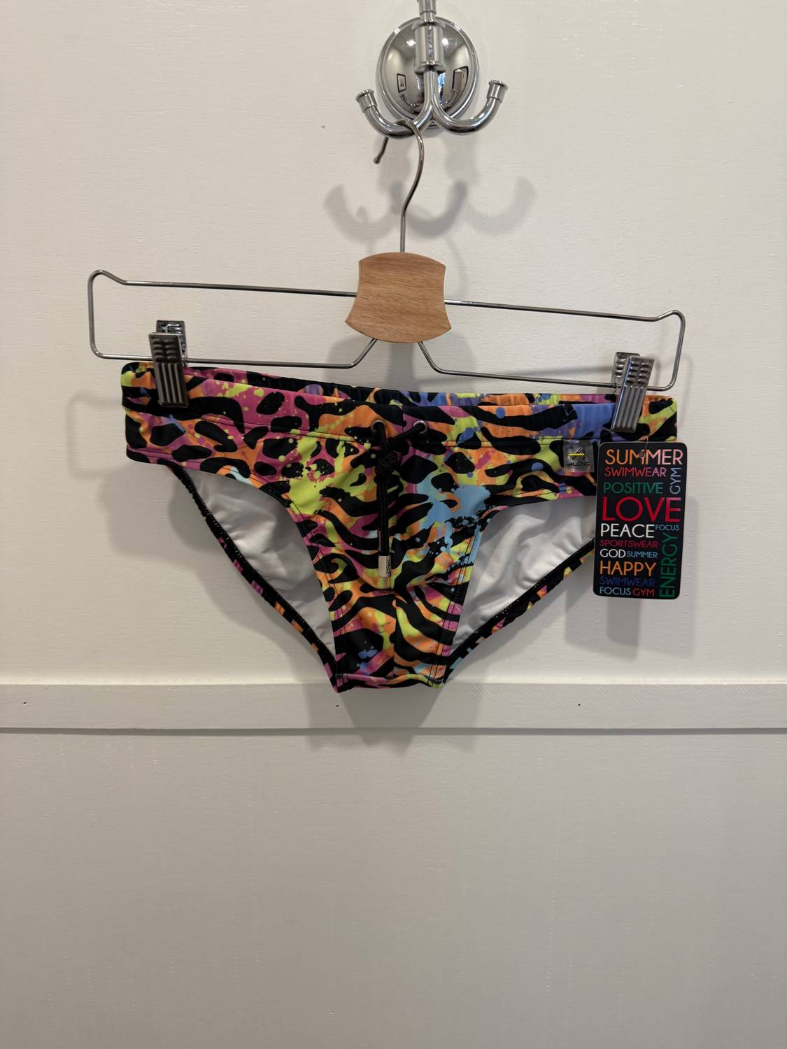 ALONG Tiger Hallucination Swim Brief in black - men's swimwear - detail view