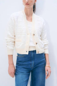White + Warren - Textured Boucle Cardigan Top
