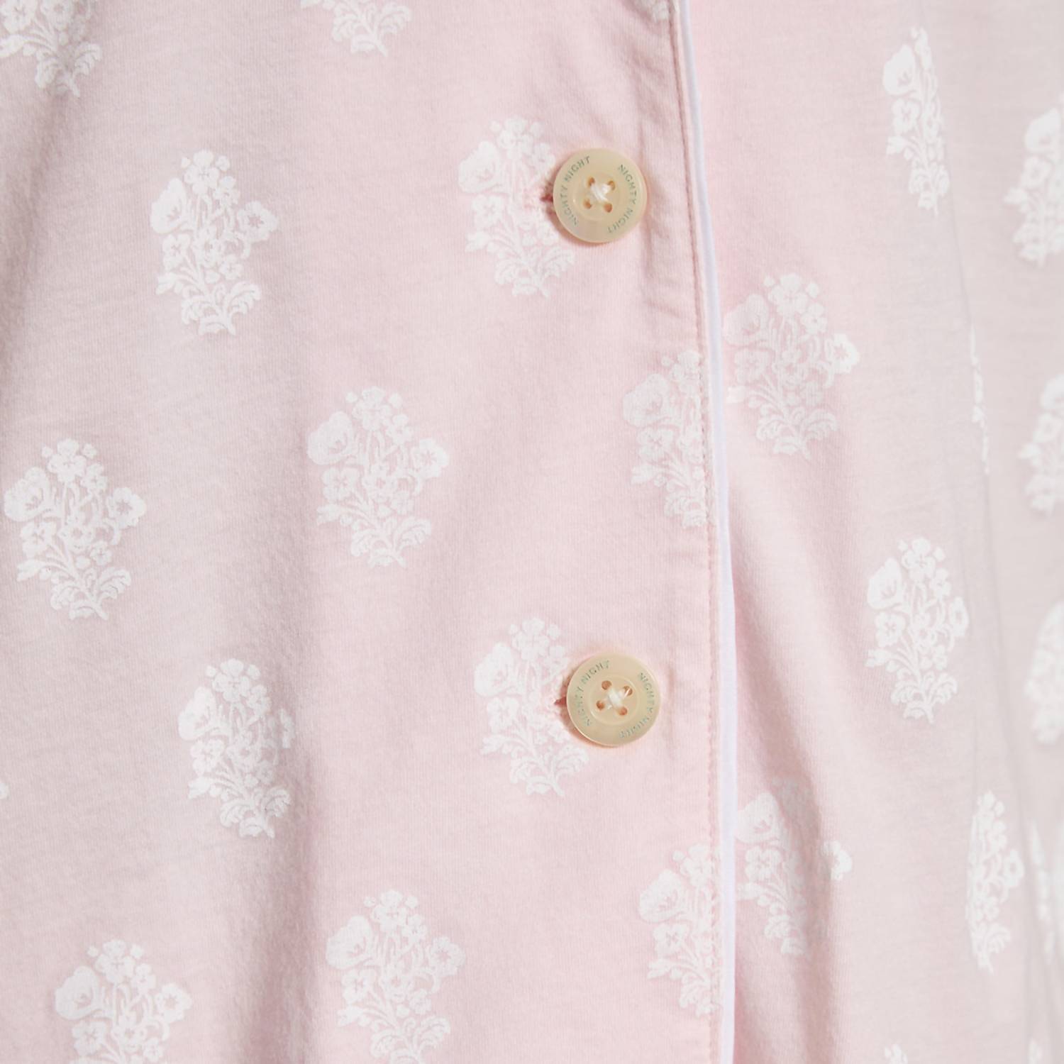 The Sleep Code Women's Printed Organic Pima Cotton Long Pj Set in rose quartz floral - women's item - view 5