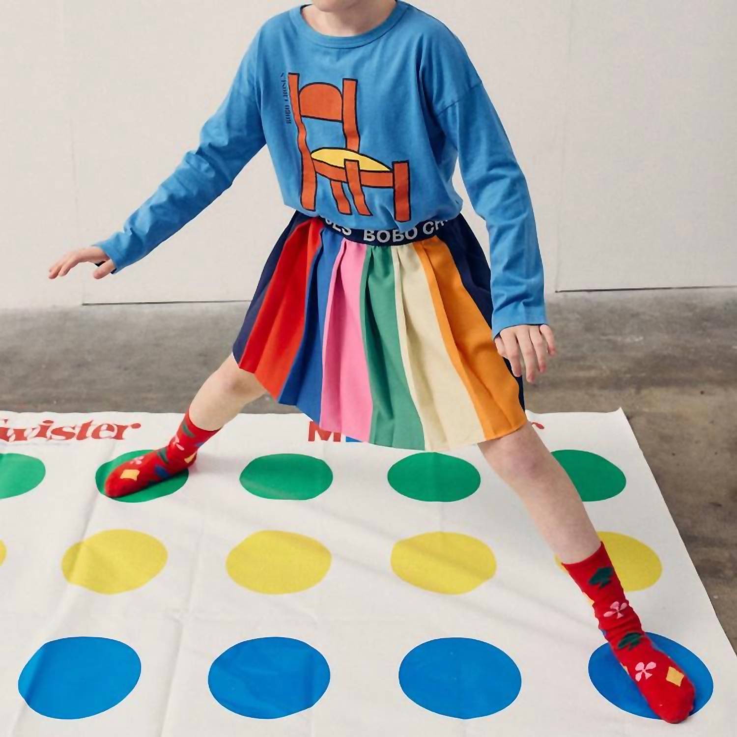 BOBO CHOSES Girl's Color Block Pleated Skirt in multicolor - women's skirt - view 5