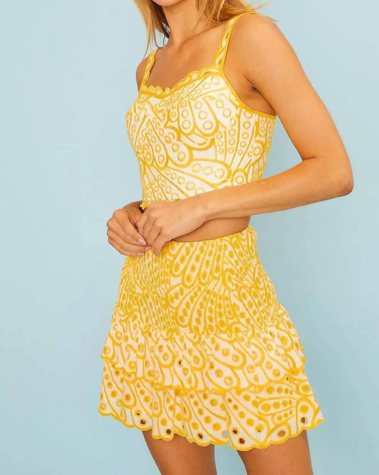 Main Strip - Sunshine Eyelet Smocked Skirt