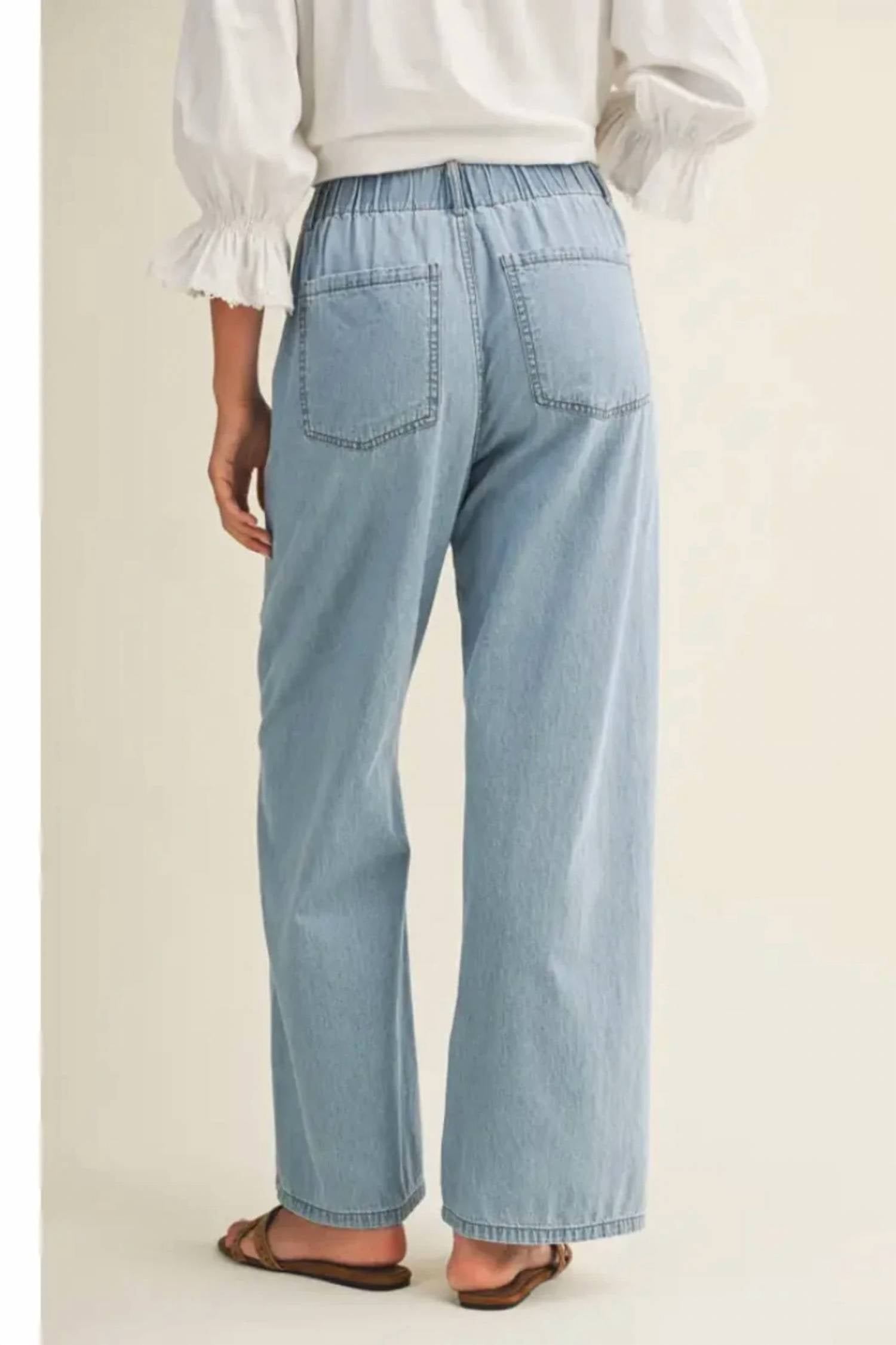 Mustard Seed - High Waist Drawstring Wide Leg Jean