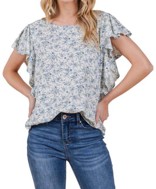 Bombom - Floral Ruffle Sleeve Top