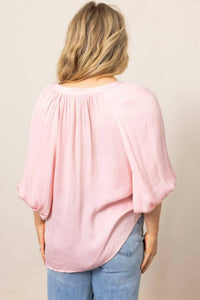 Sanctuary Plenty Of Love Bubble Top in pink - women's blouse - detail view