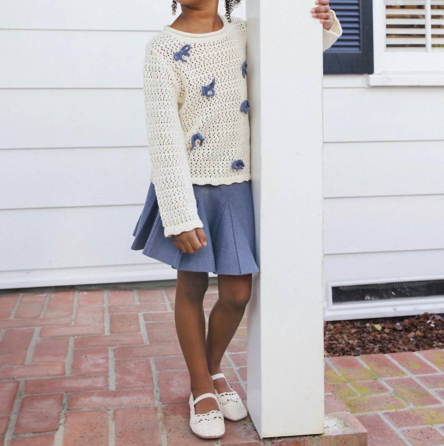 Rylee + Cru - Bow Crochet Knit Pullover