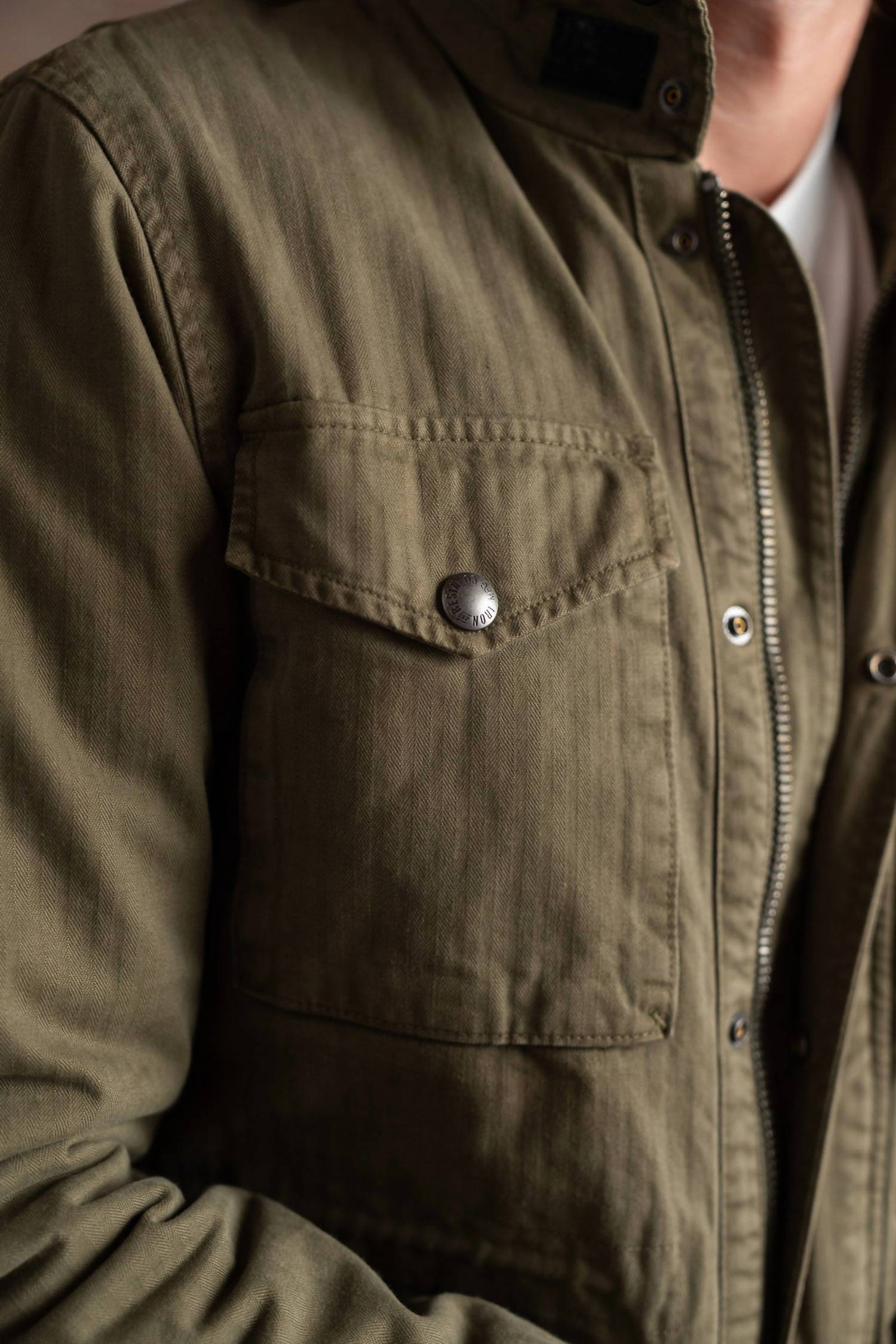 Iron & Resin Herringbone M65 Jacket in army - men's jacket - alternate view