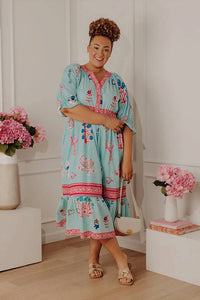 Umgee - Curvy Puffed Sleeve Midi Dress