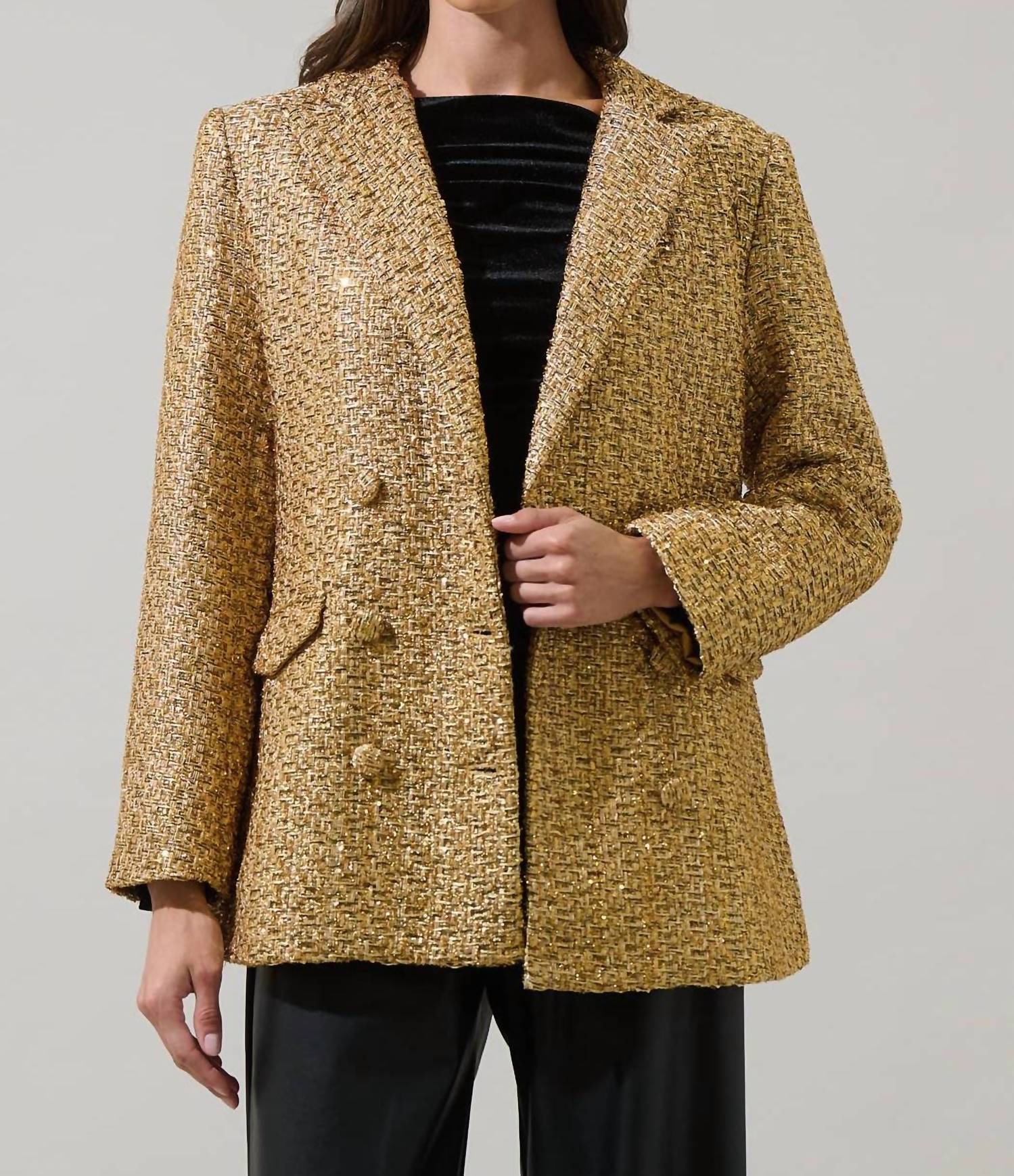 Sugarlips - Tamary Tweed Vesta Collared Blazer