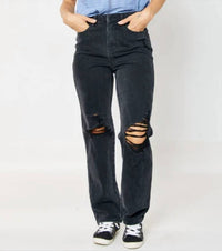 Judy Blue - Women's Rigid Magic Destroy Straight Jeans