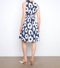 CHARLIE B Voile Printed Front Zip Mini Dress in dahlia - women's dress - detail view
