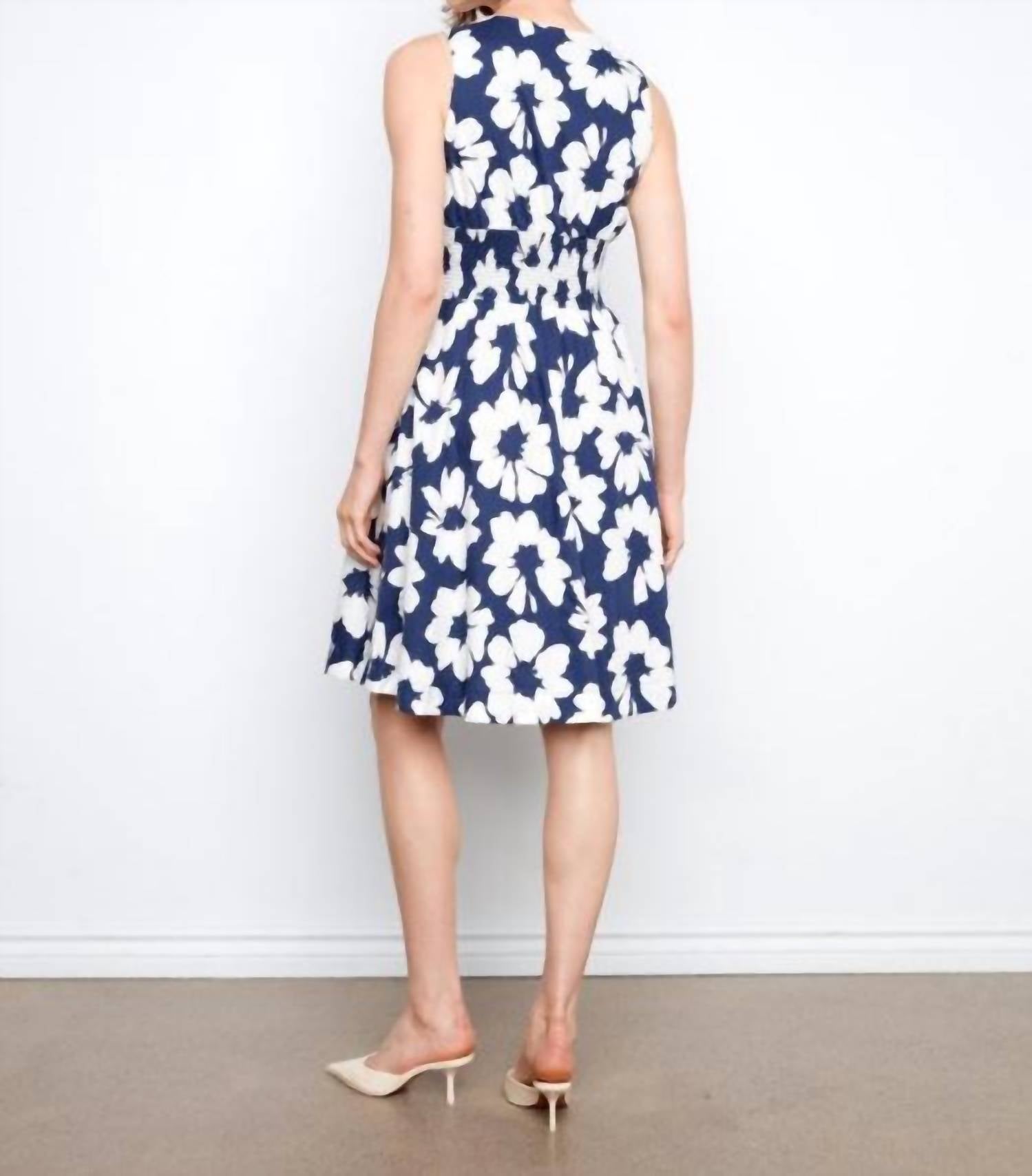 CHARLIE B Voile Printed Front Zip Mini Dress in dahlia - women's dress - detail view