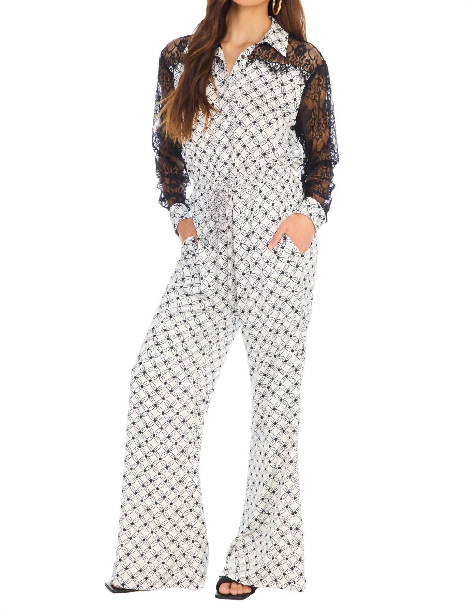 ALLISON NEW YORK Liliana Long Sleeve Shirt in black tiles - women's shirt - view 4