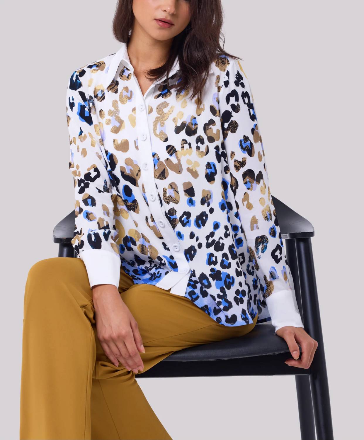 Angel Apparel - Animal Print Button Down Shirt