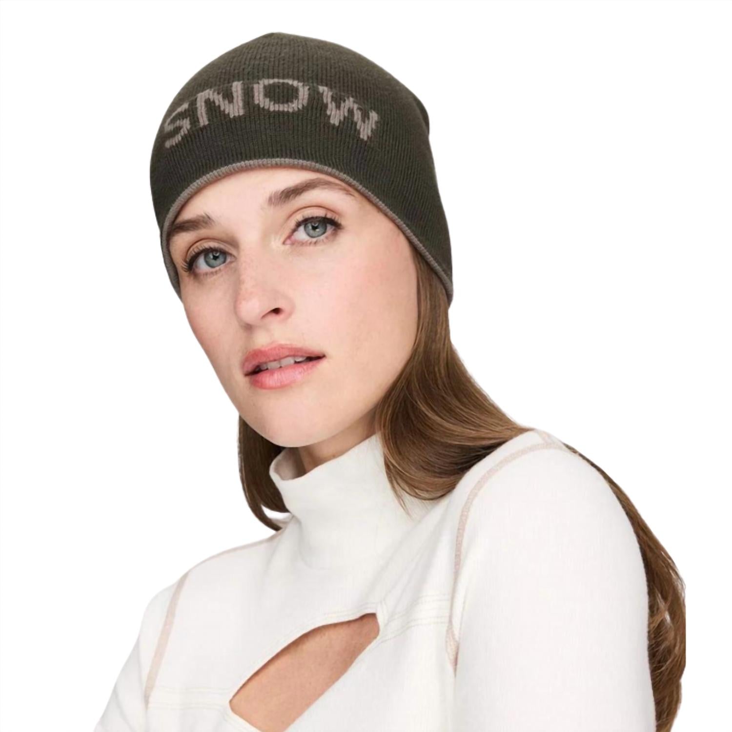 Alp N Rock Women's Snow Reversible Beanie in olive - women's hat