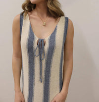 Mustard Seed - Knit Deep V-neck Tie Front Midi Dress