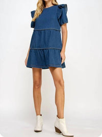 Strut & Bolt - Braid Trim Detail Tiered Mini Dress