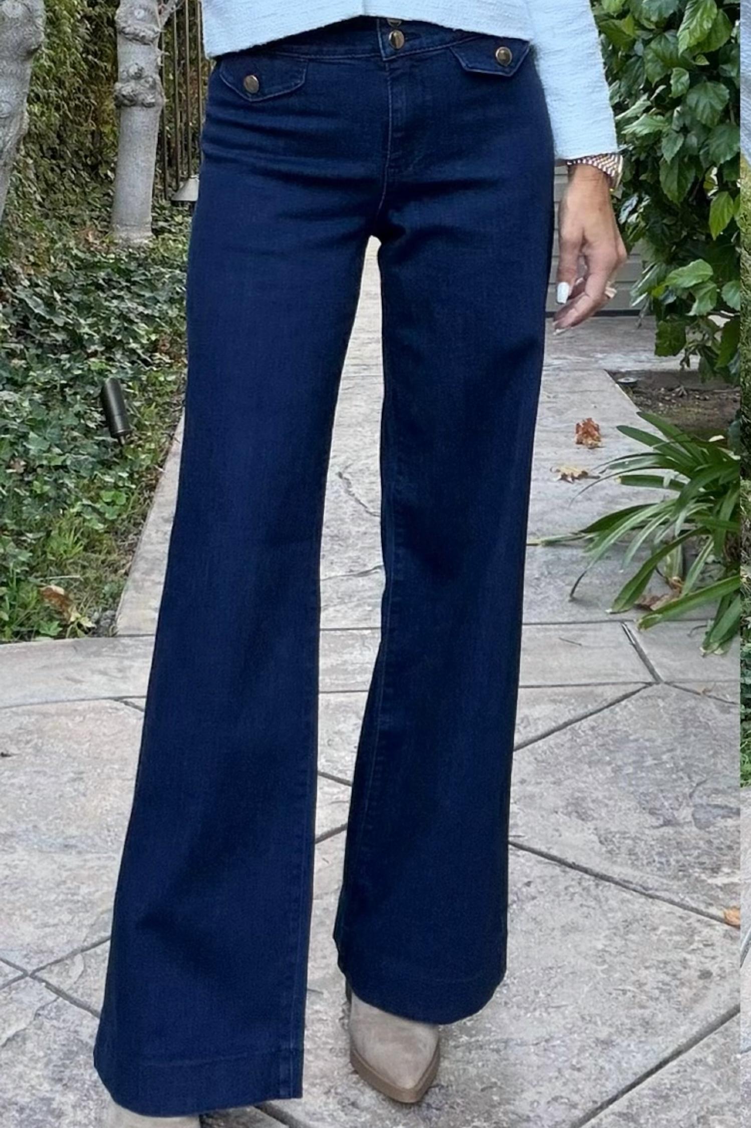 BEVY FLOG Stacy Wide Leg Denim Jeans in deep indigo - women's jeans